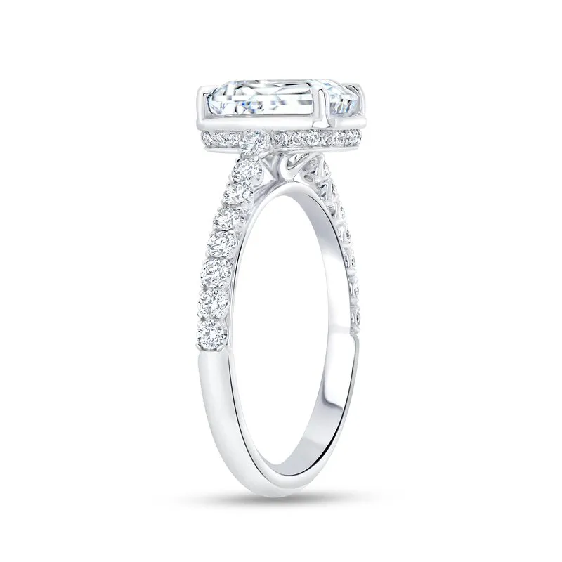 0.43ctw Emerald Cut Halo Engagement Ring