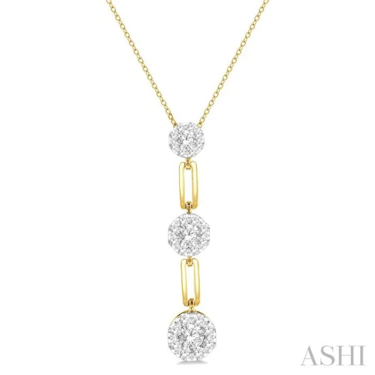 1/2 ctw Lovebright Round Cut Diamond Paper Clip Link Pendant With Chain in 14K Yellow and White Gold