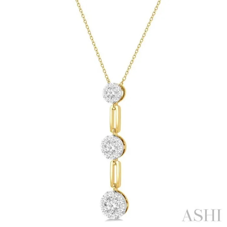 1/2 ctw Lovebright Round Cut Diamond Paper Clip Link Pendant With Chain in 14K Yellow and White Gold