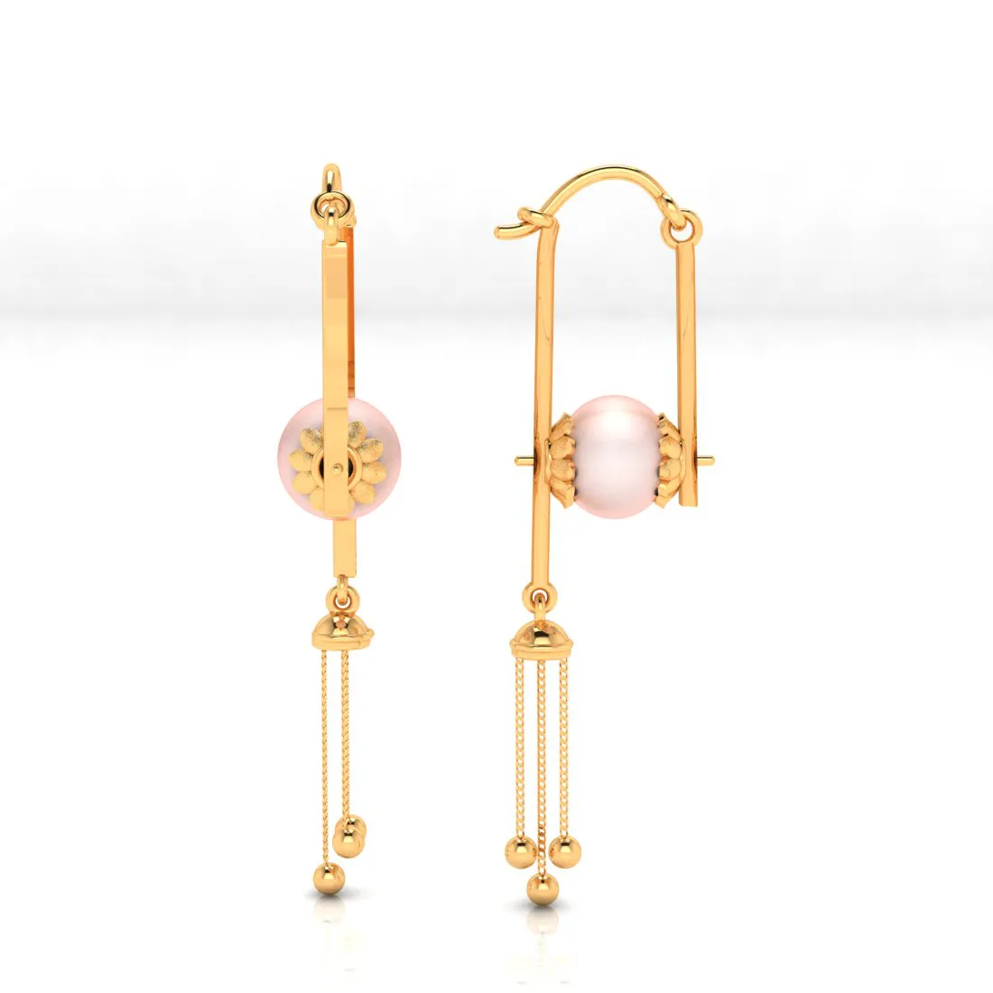 14k Beautiful Gold Dangler Earrings With Unique Design