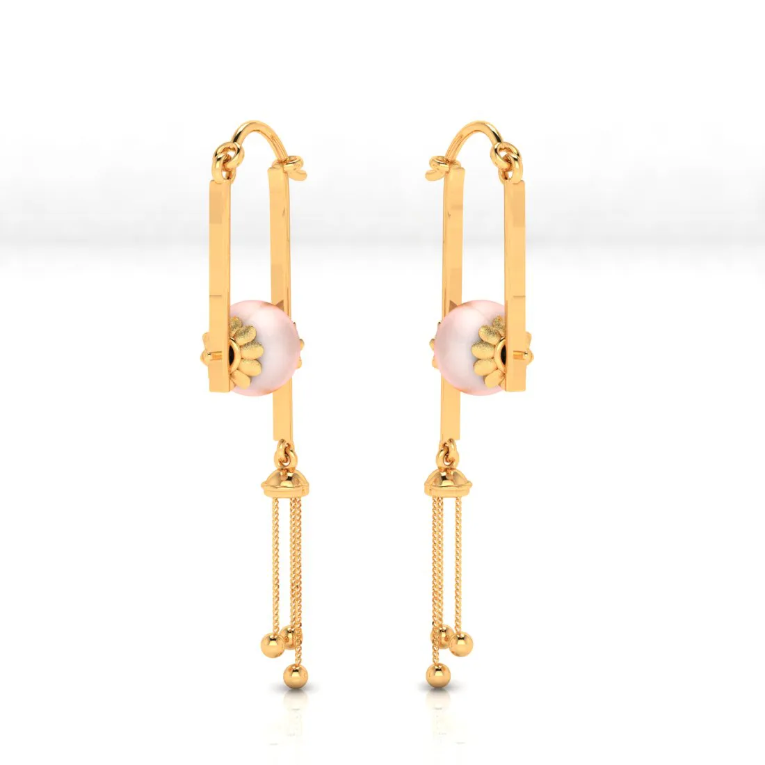 14k Beautiful Gold Dangler Earrings With Unique Design