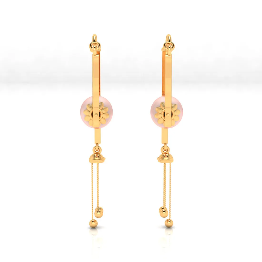 14k Beautiful Gold Dangler Earrings With Unique Design