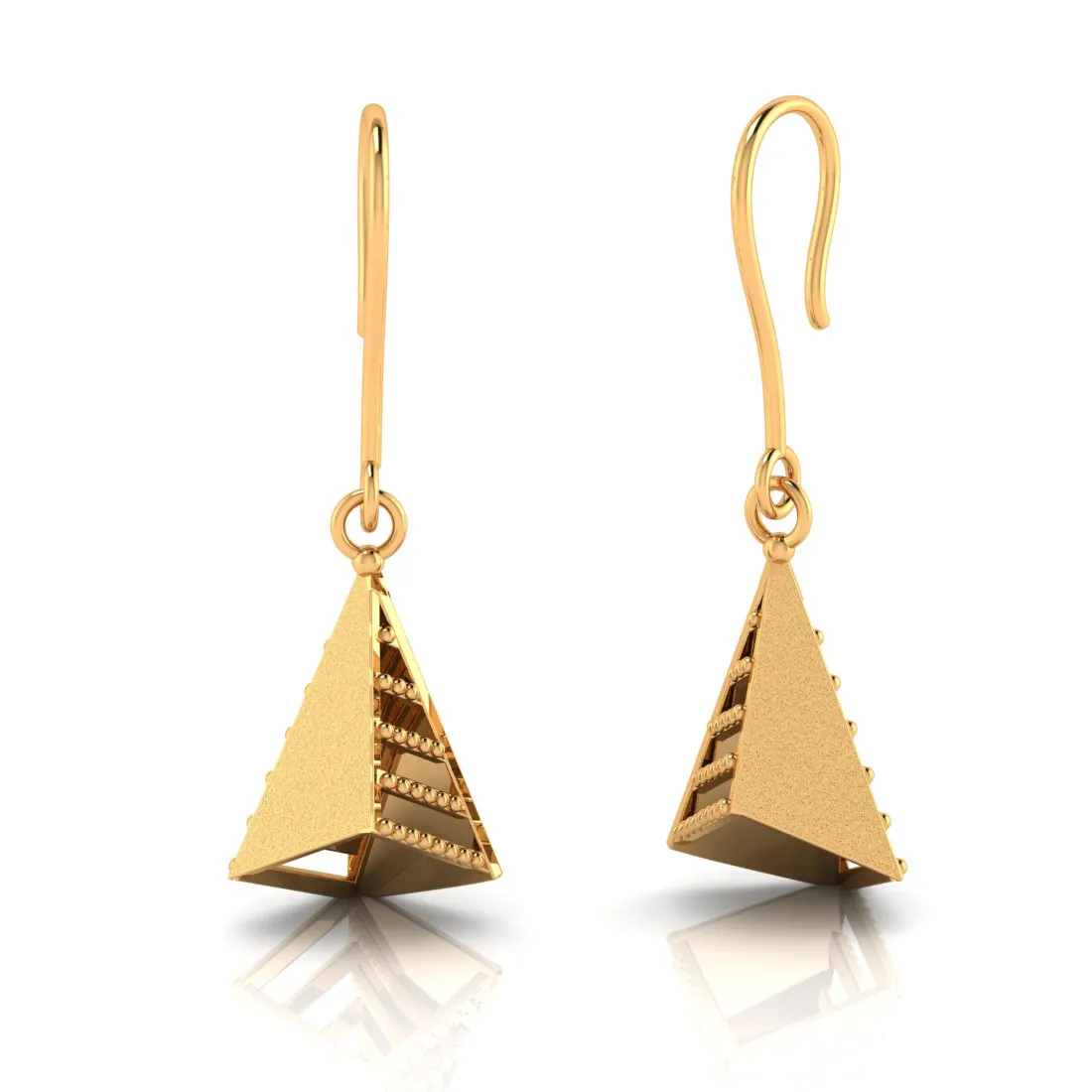 14k Pretty Gold Earrings With Unique Conical Design