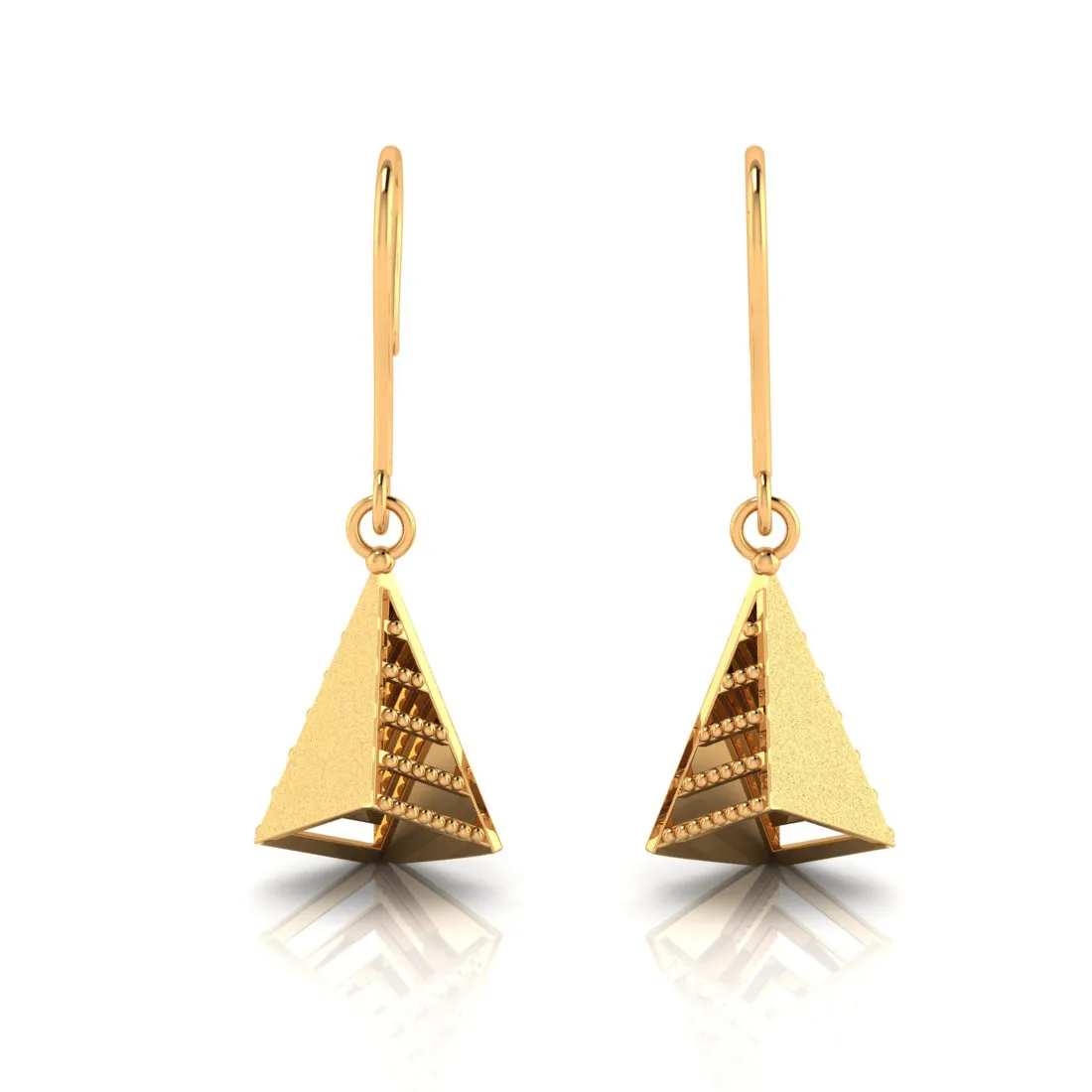 14k Pretty Gold Earrings With Unique Conical Design