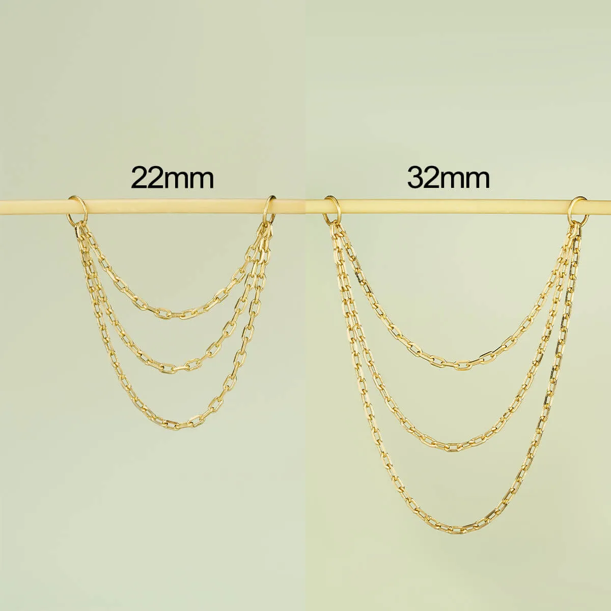 14K Solid Gold Removable Triple Chain Attachment Linking Chain