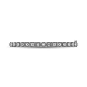 14K White Gold Diamond 1 Ct.Tw. Bangle With Milgrain Details