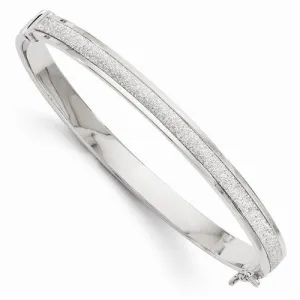 14K White Gold Fancy Glitter Infused Hinged Bangle Bracelet