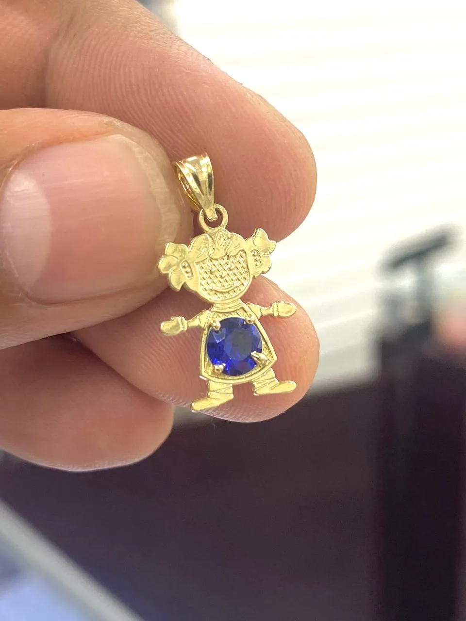 14K Yellow Gold Little Girls Pendant Birthstones Charm for Womens Moms Gifts