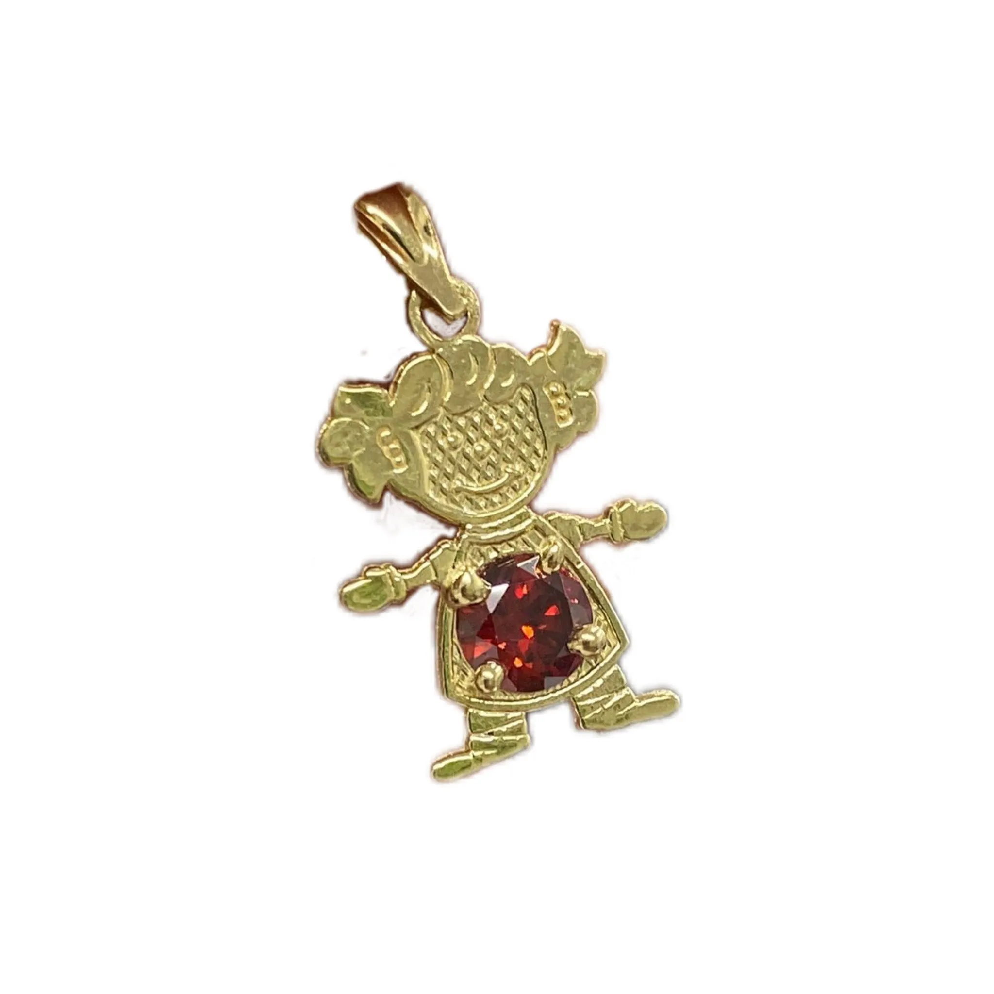 14K Yellow Gold Little Girls Pendant Birthstones Charm for Womens Moms Gifts