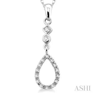 1/6 Ctw Round Cut Diamond Pendant in 14K White Gold with Chain