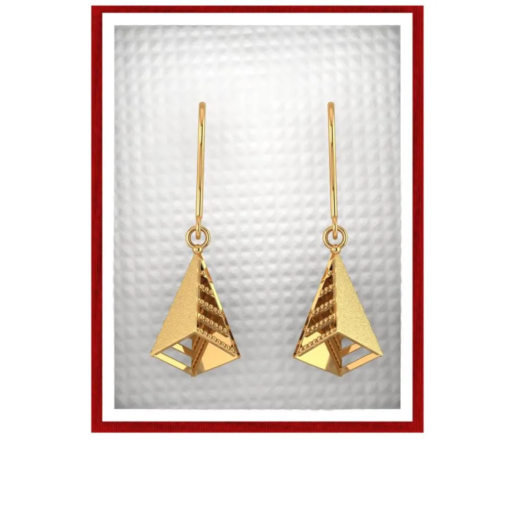 18k Attractive Gold Earrings With A Unique Conical Shape