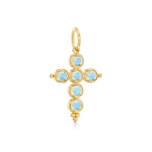 18K Blue Moonstone Cross