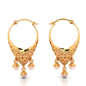 18k Unique Gold Earrings With Intricate Craftsmanship