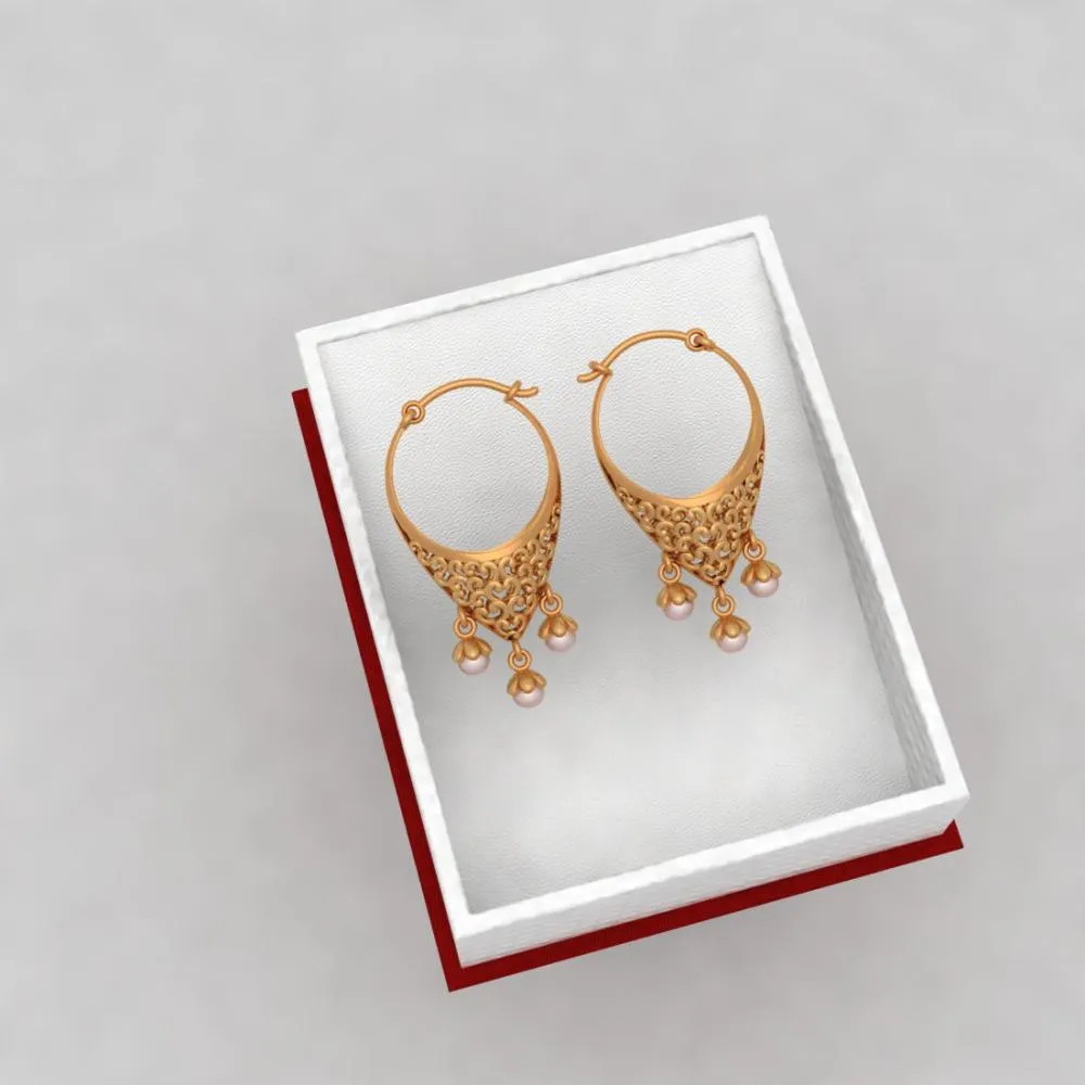 18k Unique Gold Earrings With Intricate Craftsmanship