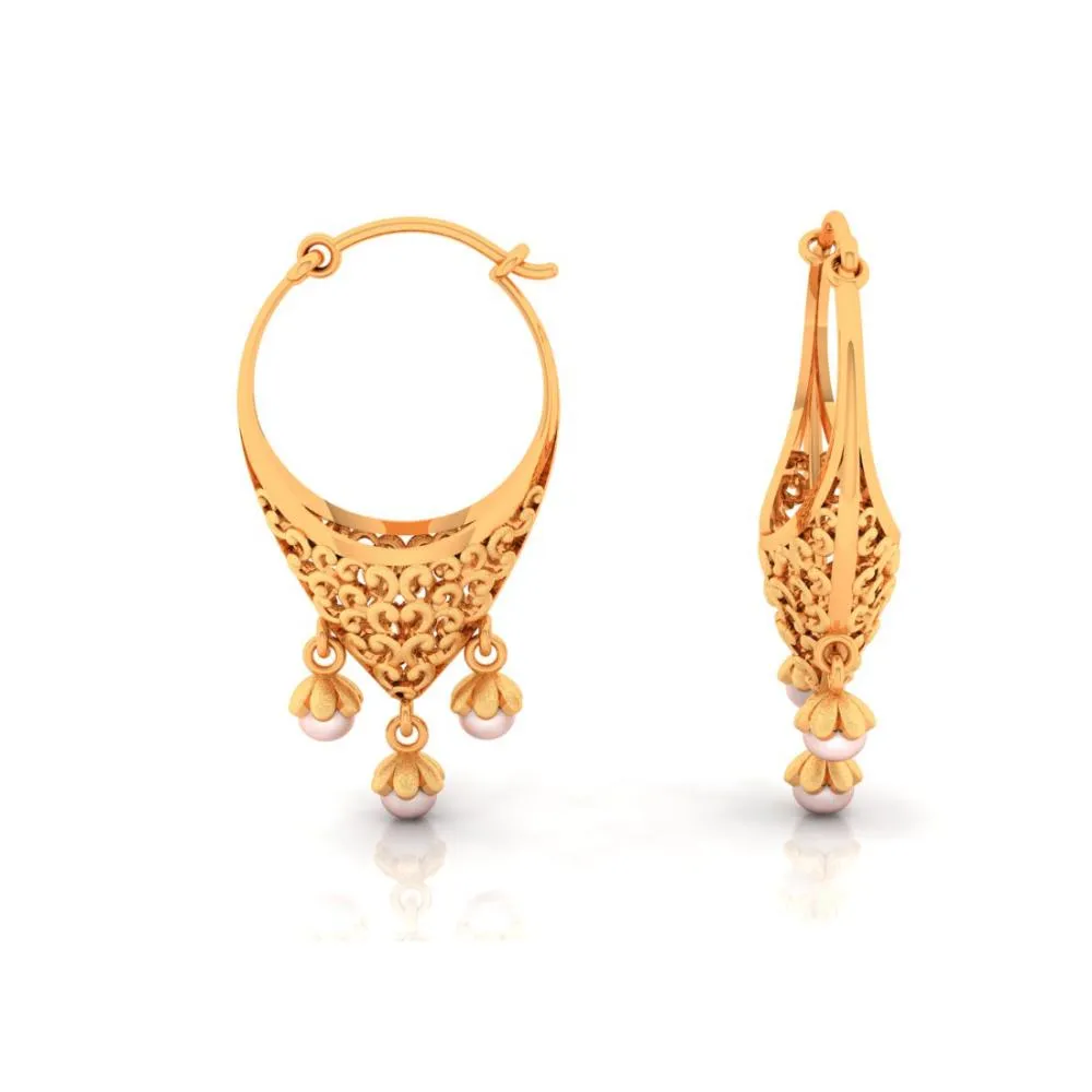 18k Unique Gold Earrings With Intricate Craftsmanship