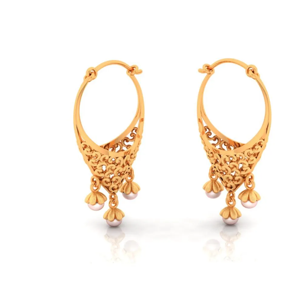 18k Unique Gold Earrings With Intricate Craftsmanship