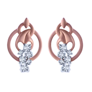 18k Unique Yellow Gold Diamond Stud Earrings