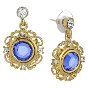 1928 Jewelry Crystal Sapphire Embrace Post Drop Earrings