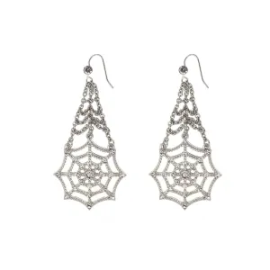 1928 Jewelry Crystal Spider Web Chain Drop Wire Earrings