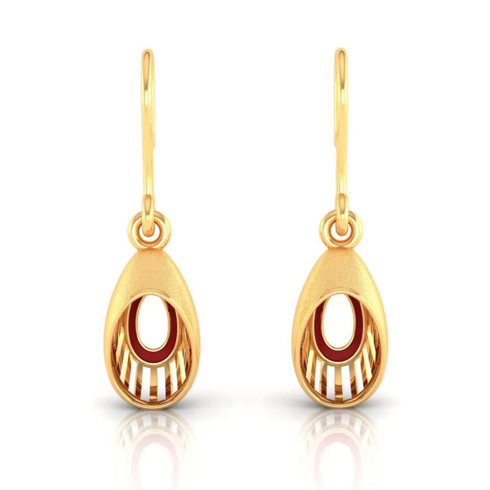 22k Unique Oval-shaped Gold Earrings With A Unique Pattern From Online Exclusive