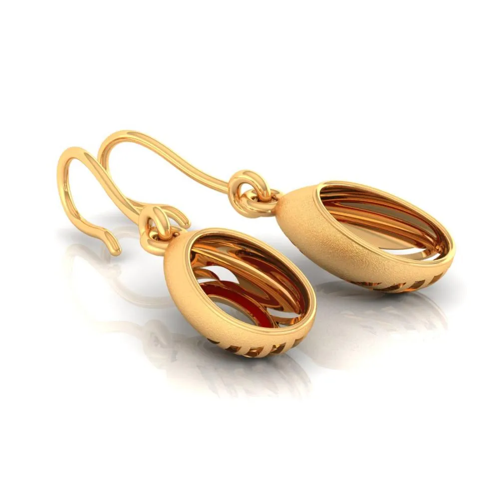 22k Unique Oval-shaped Gold Earrings With A Unique Pattern From Online Exclusive