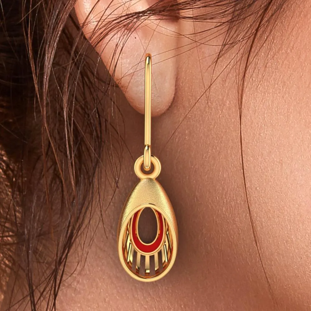 22k Unique Oval-shaped Gold Earrings With A Unique Pattern From Online Exclusive