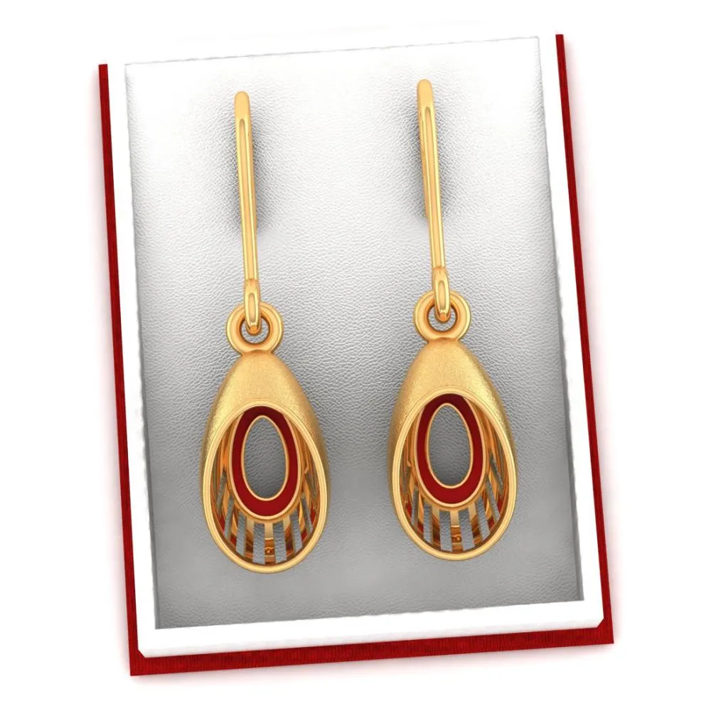 22k Unique Oval-shaped Gold Earrings With A Unique Pattern From Online Exclusive