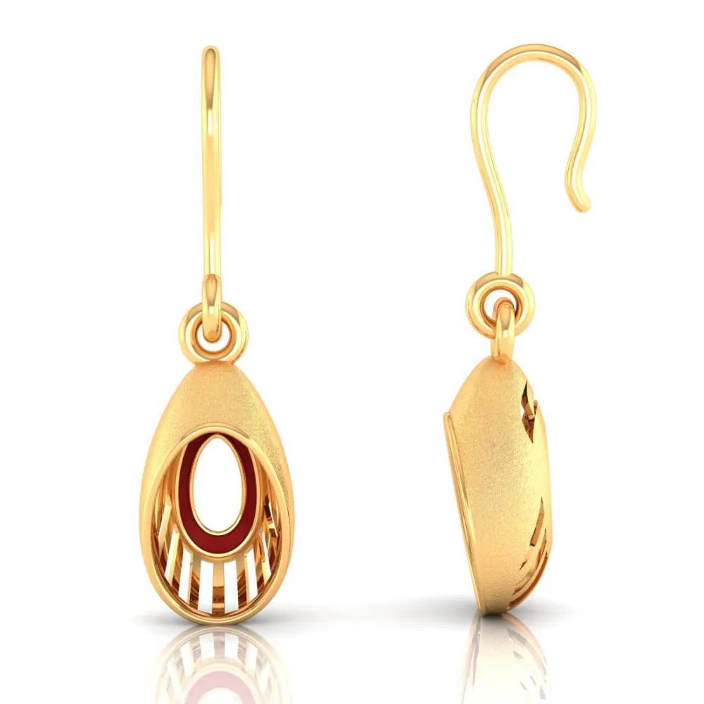 22k Unique Oval-shaped Gold Earrings With A Unique Pattern From Online Exclusive