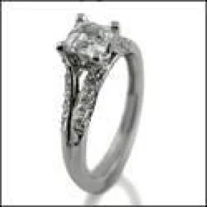 .60 Asscher Cubic Zirconia Split Shank 14k White Gold Pave Cz Ring