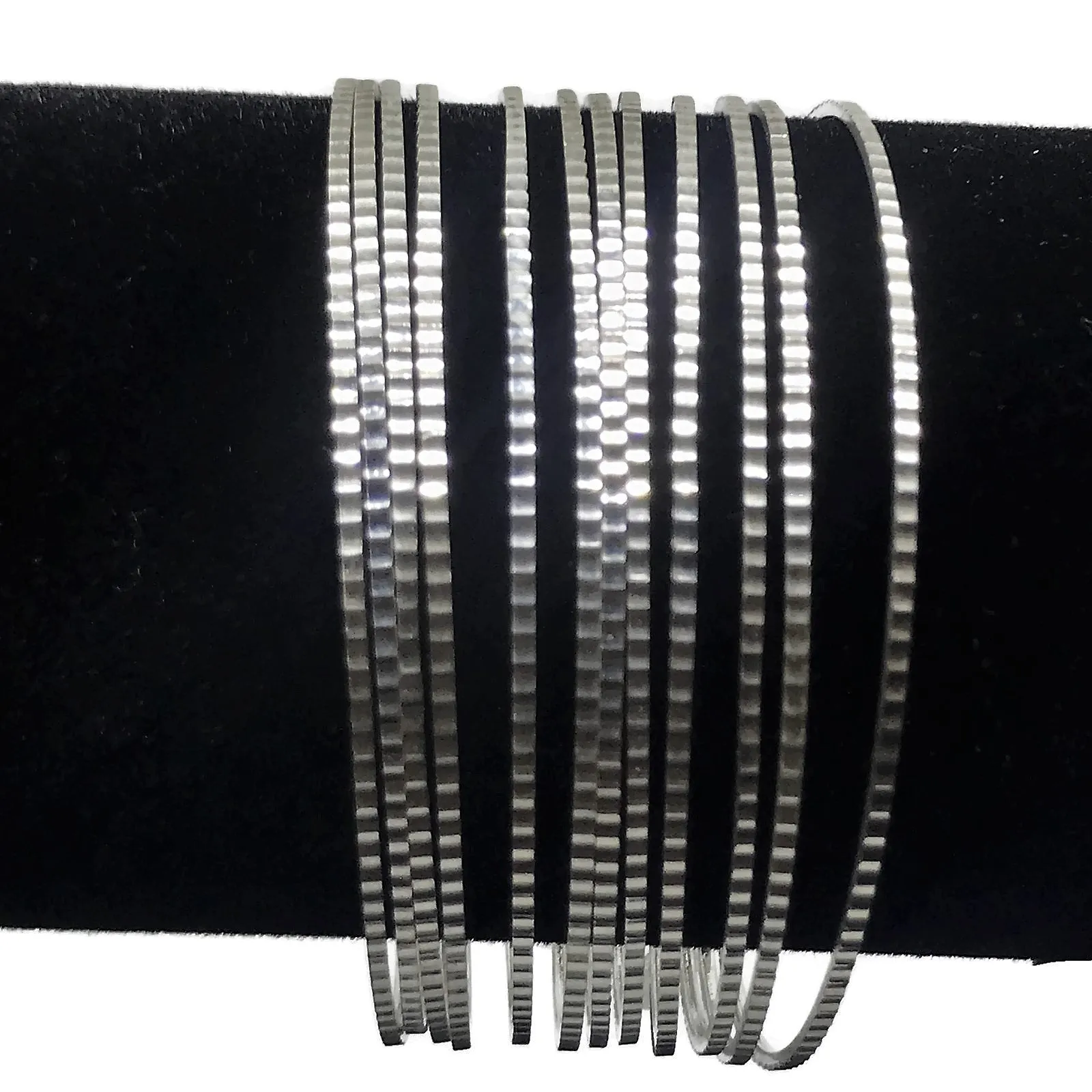 925 Sterling Silver Bangle Bracelet - Set of Twelve(Style#08)