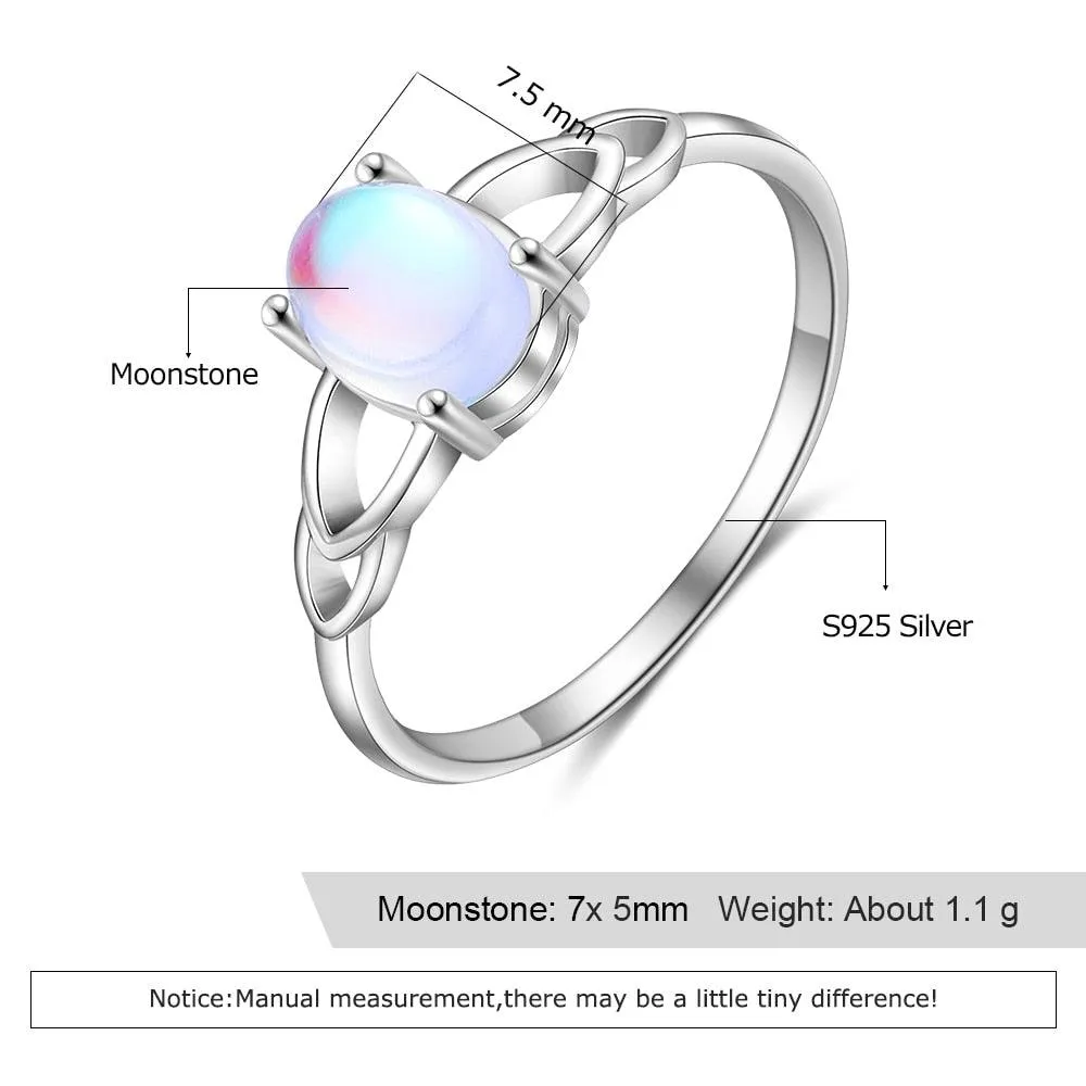 925 Sterling Silver Ring - Classy Oval Moonstone Ring