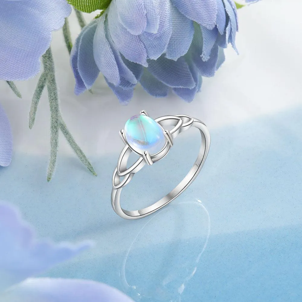 925 Sterling Silver Ring - Classy Oval Moonstone Ring