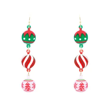 Acrylic 3 Drop Christmas Ornament Earring