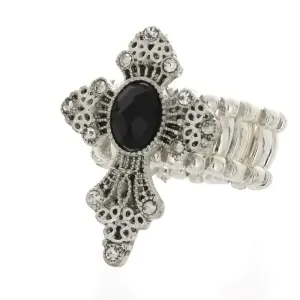 ADJUSTABLE STRETCH RHINESTONE CROSS RING