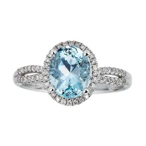 Alina 10K White Gold Oval-Cut Brazilian Aquamarine Ring