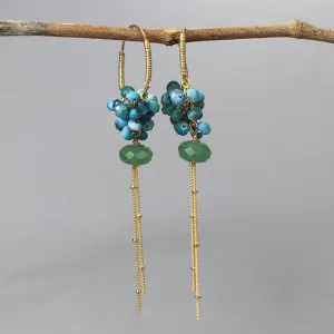 Aventurine Apatite Cluster Hoop Earrings