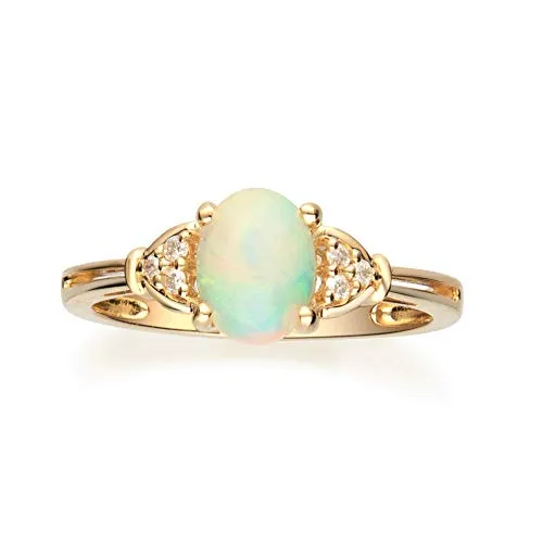 Bailee 10K Yellow Gold Oval-Cut Natural African Opal Ring