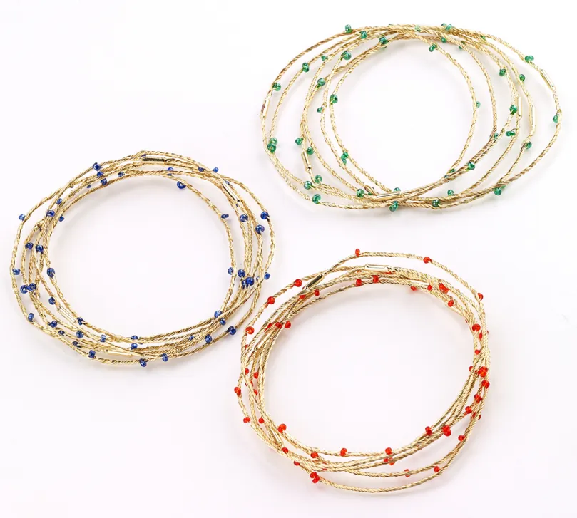 Beaded Wire Bangle Sets