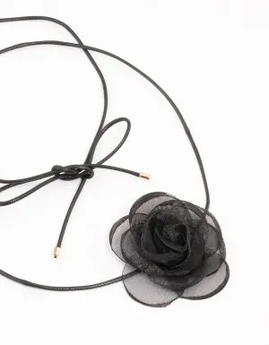 Black Mesh Corsage Thin Rope Choker