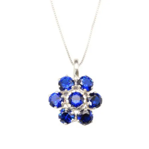 Blue Flower Pendant - Classy Sapphire Necklace - Vintage Flower Necklace