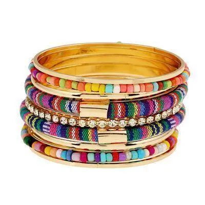 Boho charms tribal ethnic bangle tassel bracelet & bangles