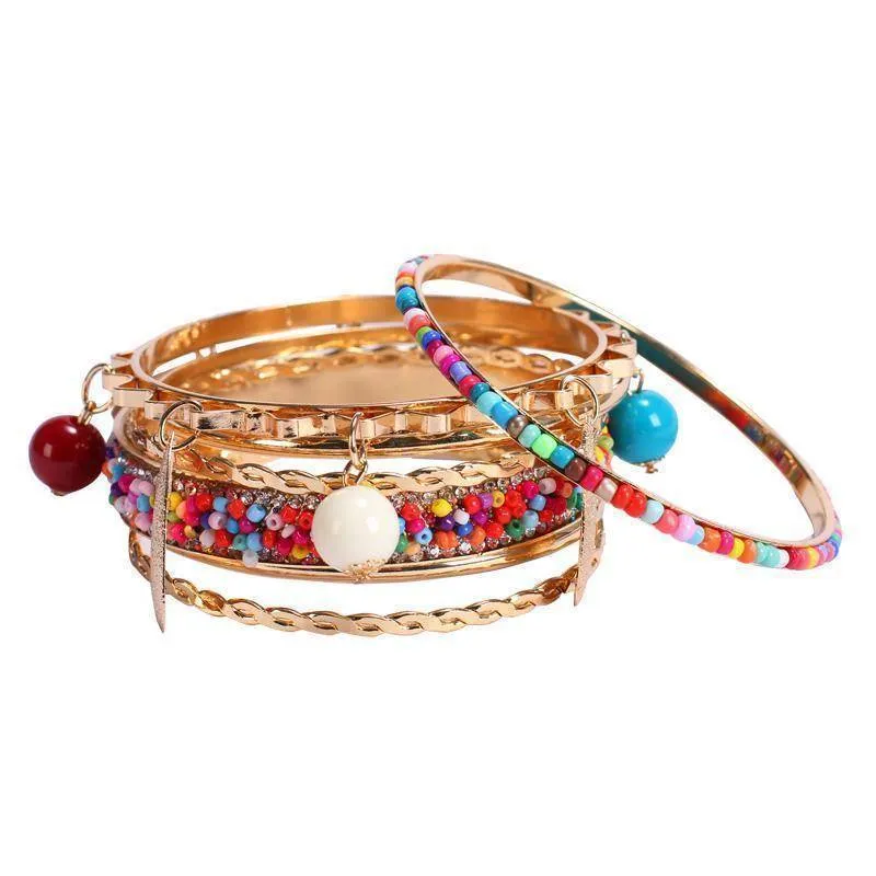 Boho charms tribal ethnic bangle tassel bracelet & bangles