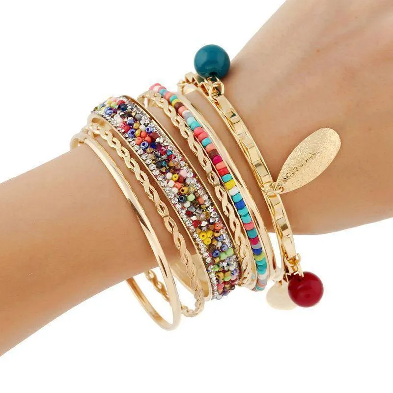 Boho charms tribal ethnic bangle tassel bracelet & bangles