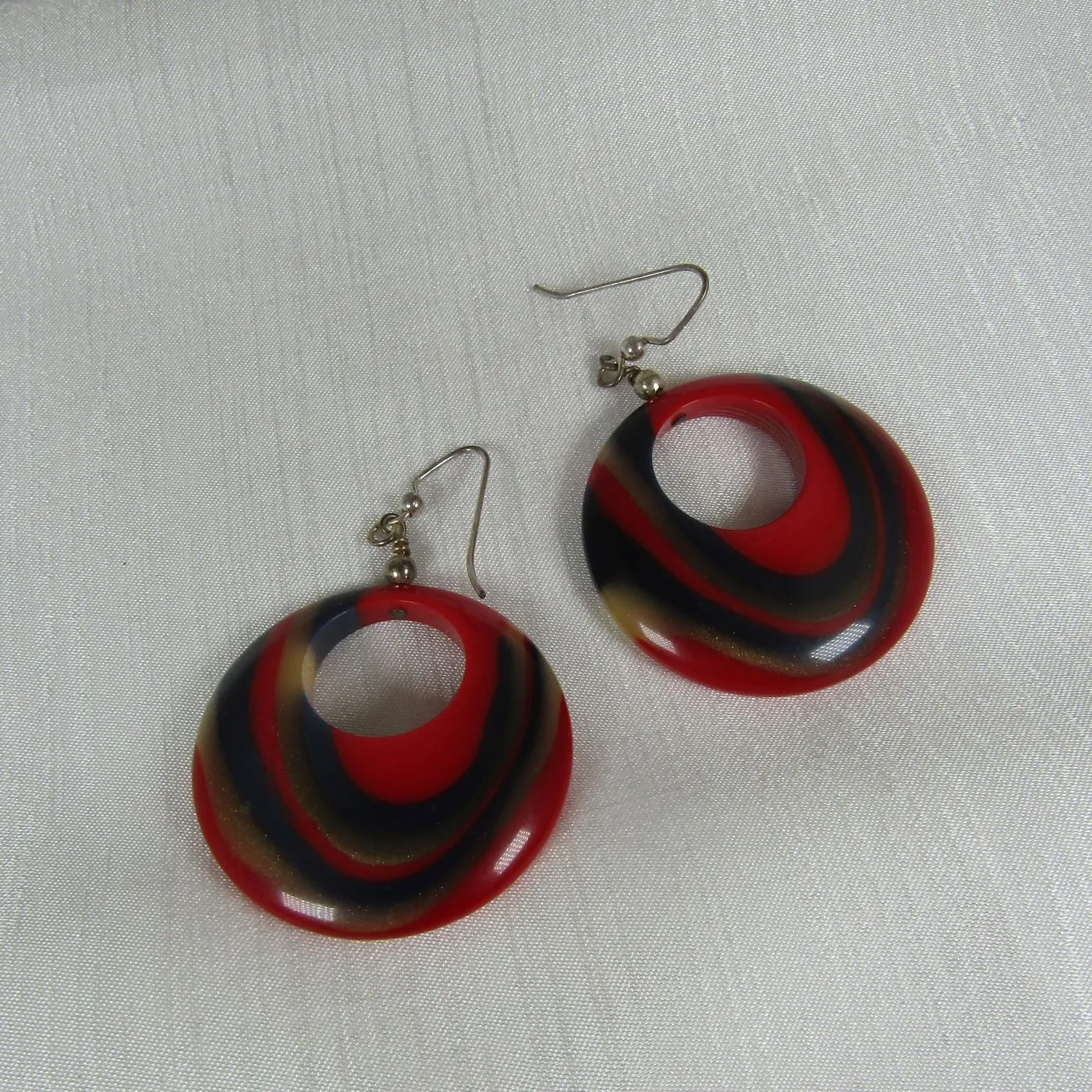 Bold Red Hoop  Earrings Unique Jewelry