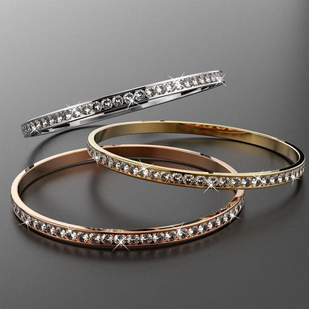 Boxed 3pc 360 Classic Bangle Set Embellished with SWAROVSKI Crystals