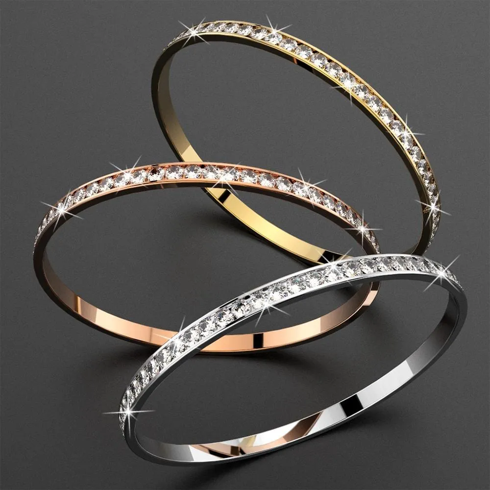 Boxed 3pc 360 Classic Bangle Set Embellished with SWAROVSKI Crystals