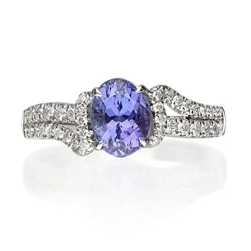 Bria 14K White Gold Oval-Cut Tanzanian Tanzanite Ring