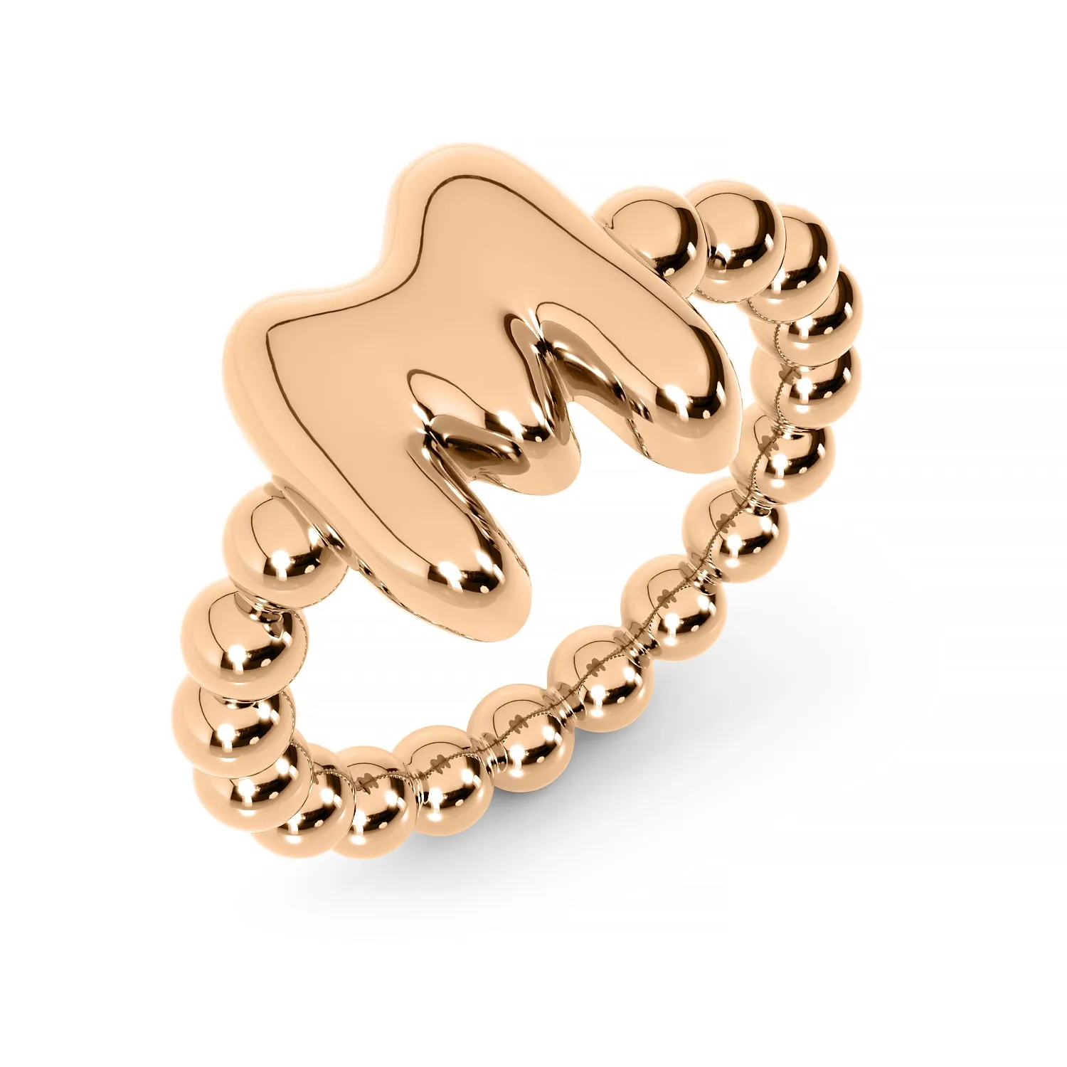 Bubble 14K Initial Ball Ring