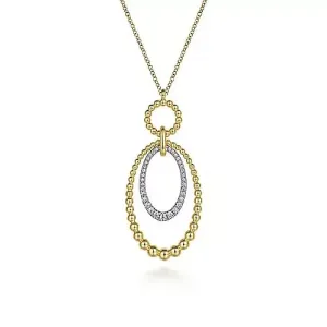 Bujukan Diamond Oval Pendant Necklace in Yellow and White Gold, 0.25 cttw