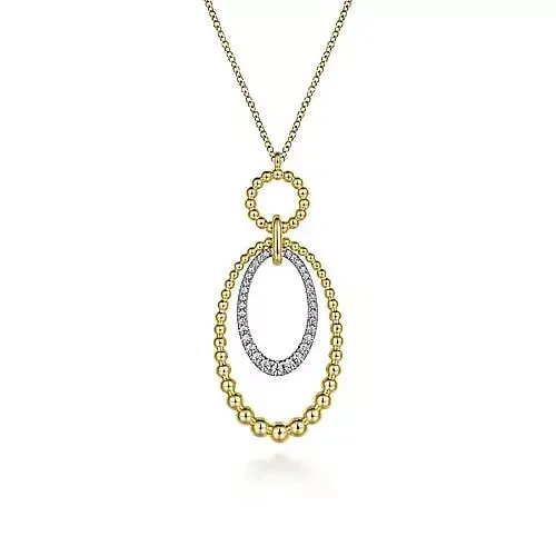 Bujukan Diamond Oval Pendant Necklace in Yellow and White Gold, 0.25 cttw